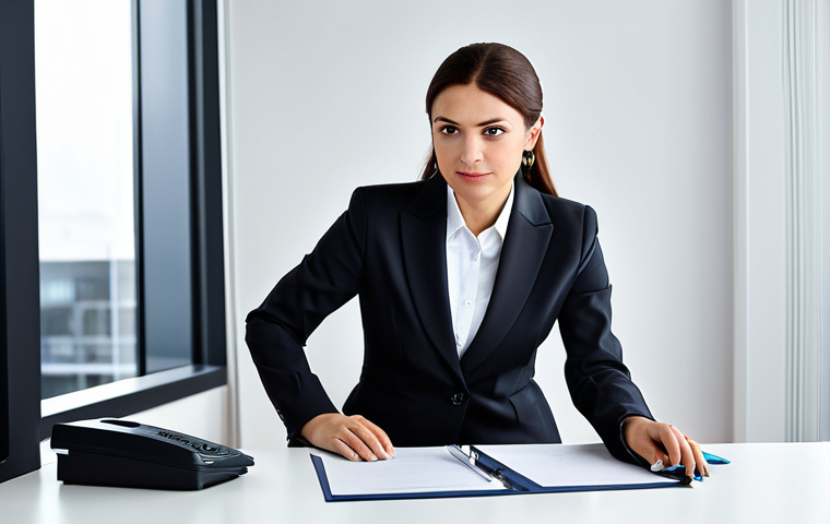 **
"A professional businesswoman in a modest business suit, sitting at a desk in a modern office, fully clothed, appropriate attire, safe for work, perfect anatomy, natural proportions, professional photography, high quality."
**