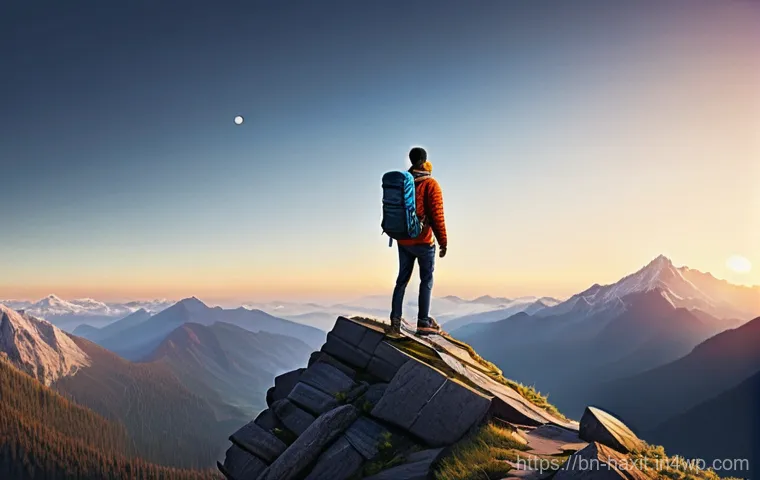 습관 변화에서의 작은 성공의 중요성 - **Prompt:** A diverse young adult (approximately 25 years old) stands at the base of a majestic, but...