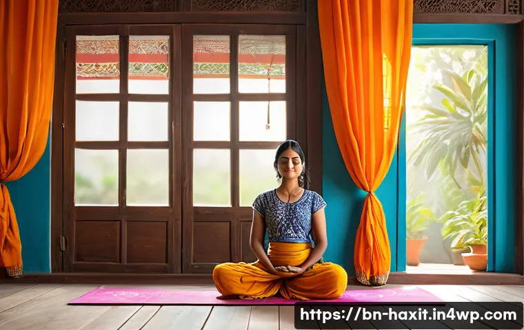 습관 추적 시 주의할 점 - A serene morning scene featuring a Bengali person practicing gentle yoga in a bright, peaceful room ...