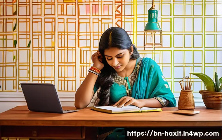습관 추적을 위한 데이터 시각화 기법 - A detailed scene showing a Bengali young adult woman sitting at a wooden desk with a smartphone and ...
